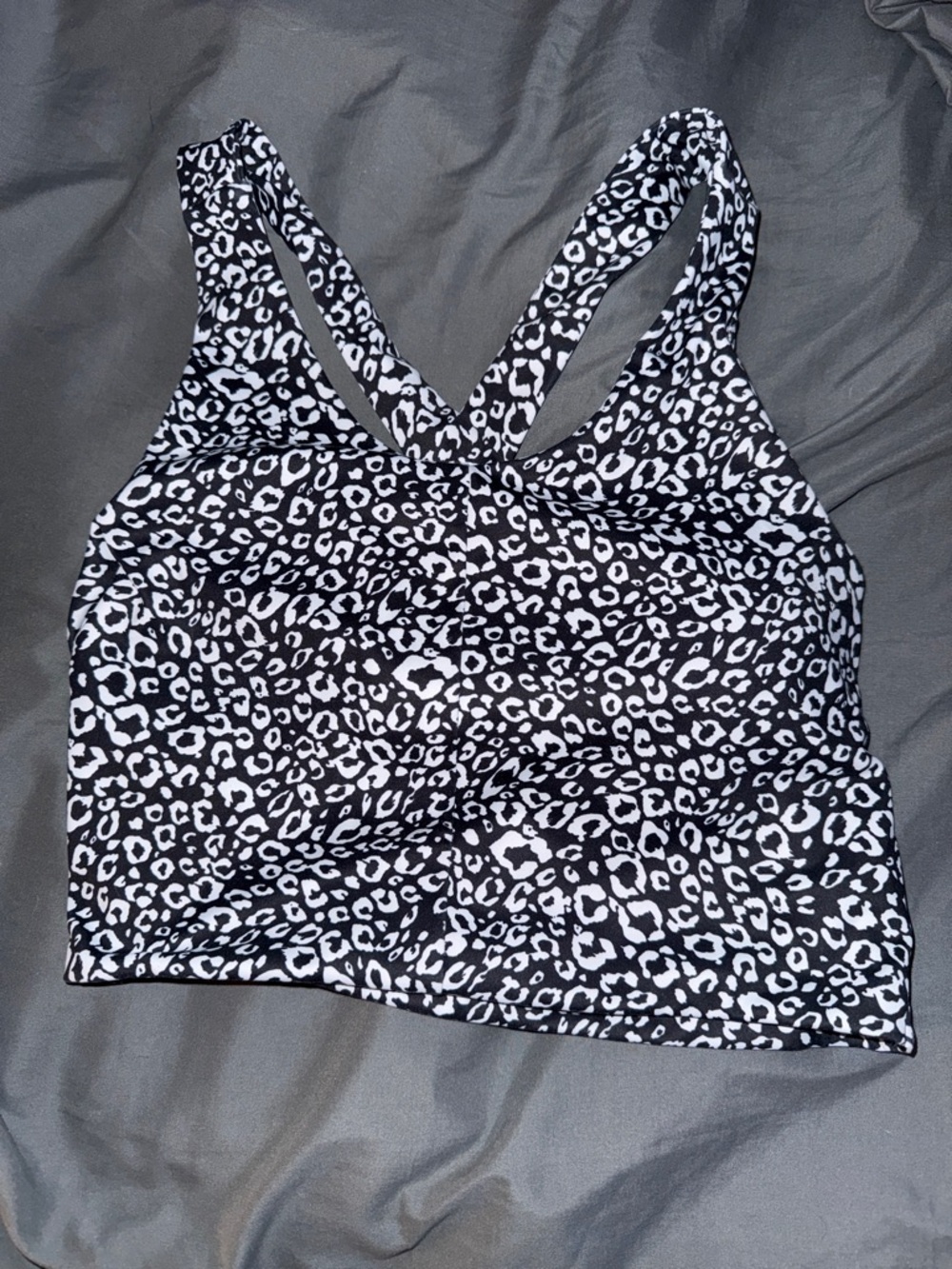 Black & White Leopard Print Sports Bra